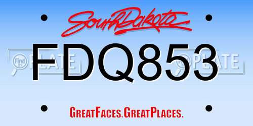 FDQ853 South Dakota License Plate