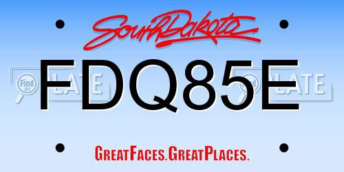 FDQ85E South Dakota License Plate