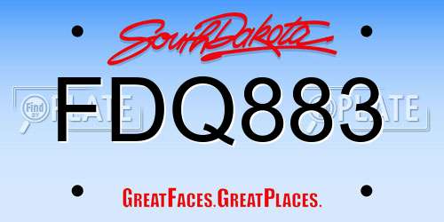 FDQ883 South Dakota License Plate