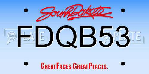 FDQB53 South Dakota License Plate