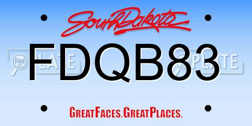 FDQB83 South Dakota License Plate