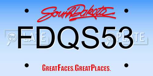 FDQS53 South Dakota License Plate