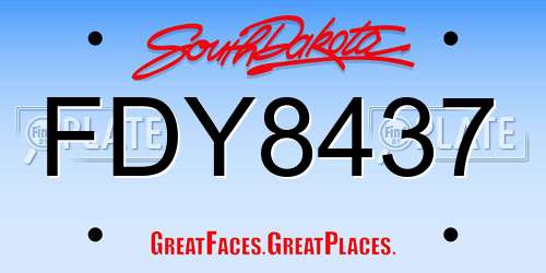 FDY8437 South Dakota License Plate