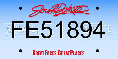 FE51894 South Dakota License Plate