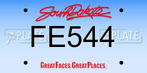 FE544 South Dakota License Plate