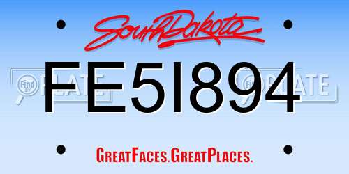 FE5I894 South Dakota License Plate