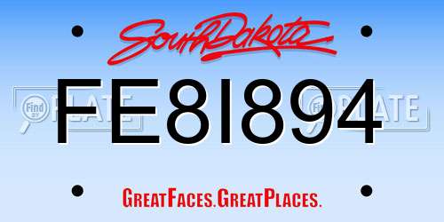 FE8I894 South Dakota License Plate