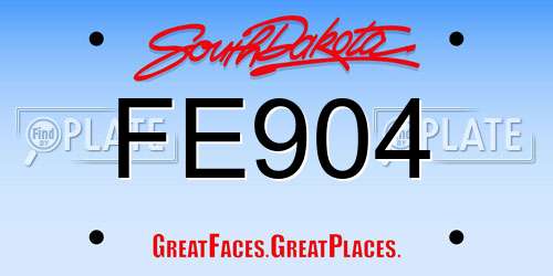 FE904 South Dakota License Plate
