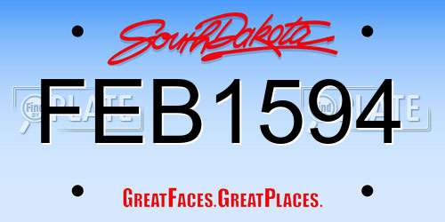 FEB1594 South Dakota License Plate