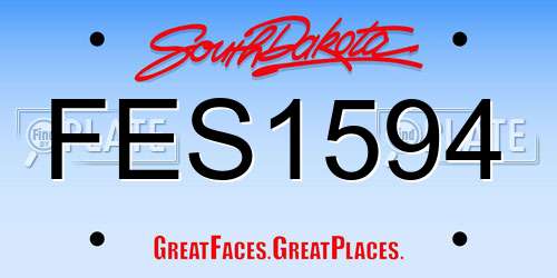 FES1594 South Dakota License Plate