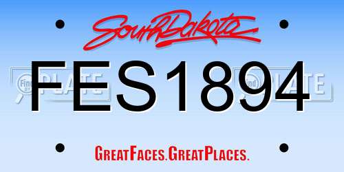 FES1894 South Dakota License Plate