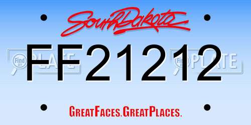 FF21212 South Dakota License Plate
