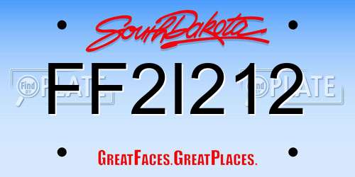 FF2I212 South Dakota License Plate
