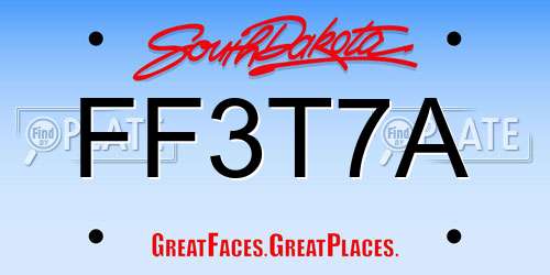 FF3T7A South Dakota License Plate