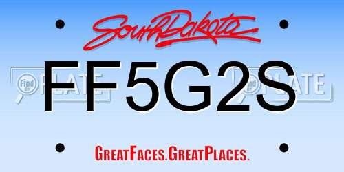 FF5G2S South Dakota License Plate