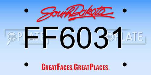 FF6031 South Dakota License Plate