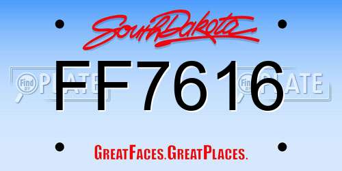 FF7616 South Dakota License Plate