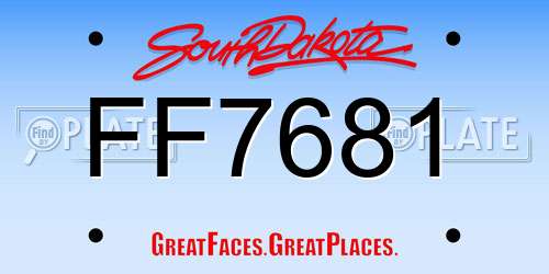 FF7681 South Dakota License Plate