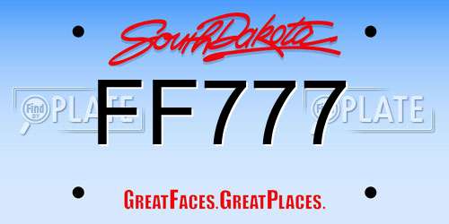 FF777 South Dakota License Plate