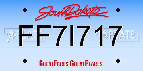 FF7I717 South Dakota License Plate