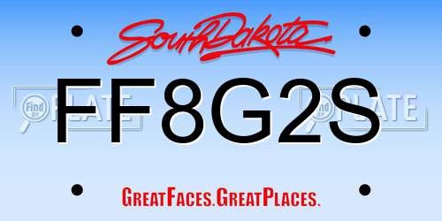 FF8G2S South Dakota License Plate