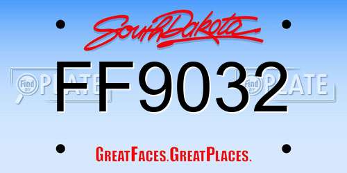 FF9032 South Dakota License Plate