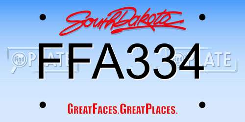 FFA334 South Dakota License Plate