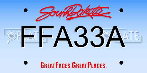 FFA33A South Dakota License Plate