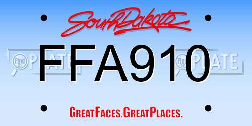 FFA910 South Dakota License Plate