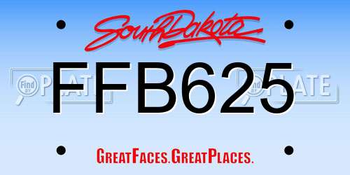 FFB625 South Dakota License Plate