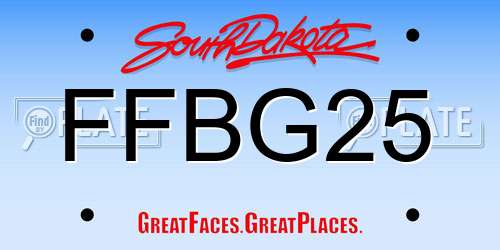 FFBG25 South Dakota License Plate
