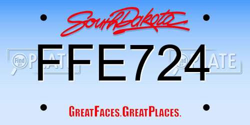 FFE724 South Dakota License Plate