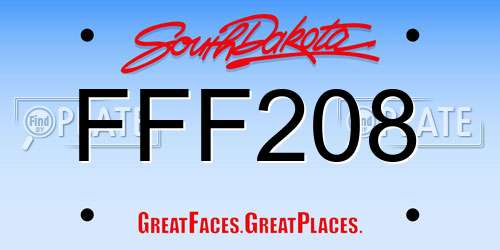 FFF208 South Dakota License Plate