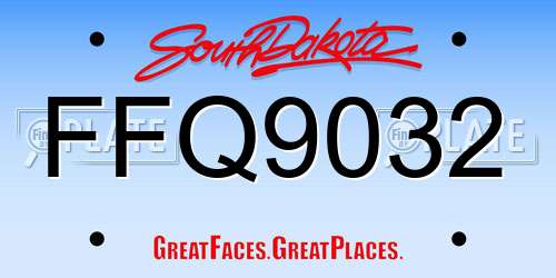 FFQ9032 South Dakota License Plate
