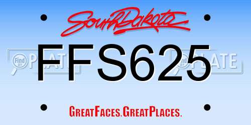 FFS625 South Dakota License Plate
