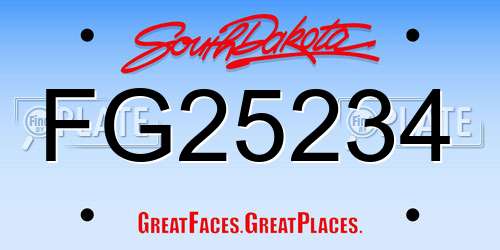 FG25234 South Dakota License Plate