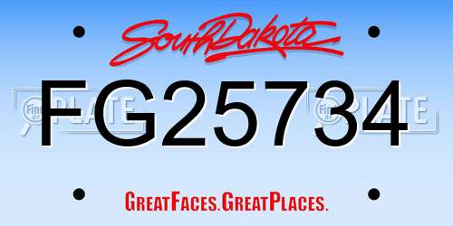 FG25734 South Dakota License Plate