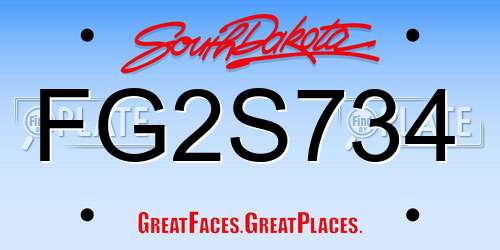 FG2S734 South Dakota License Plate