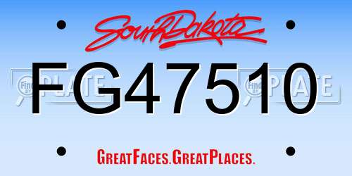FG47510 South Dakota License Plate