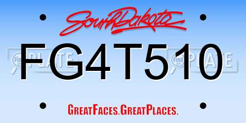 FG4T510 South Dakota License Plate