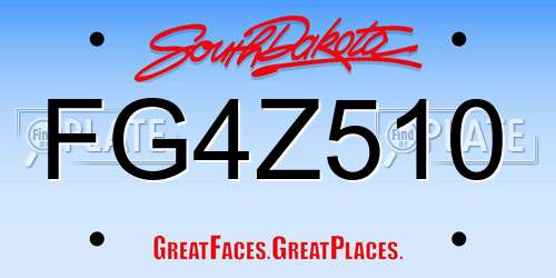 FG4Z510 South Dakota License Plate