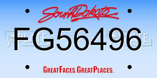 FG56496 South Dakota License Plate