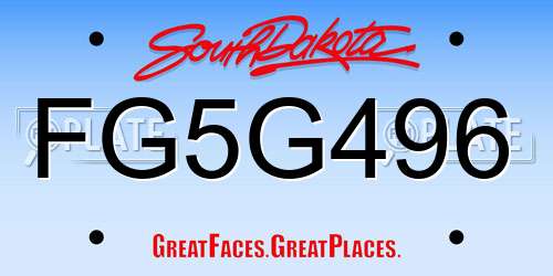 FG5G496 South Dakota License Plate