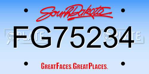 FG75234 South Dakota License Plate