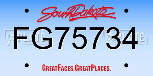 FG75734 South Dakota License Plate