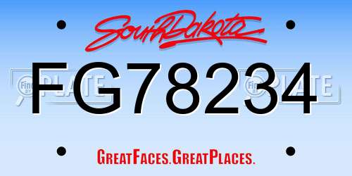 FG78234 South Dakota License Plate