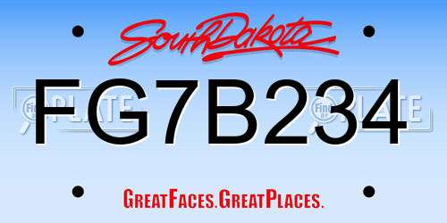 FG7B234 South Dakota License Plate