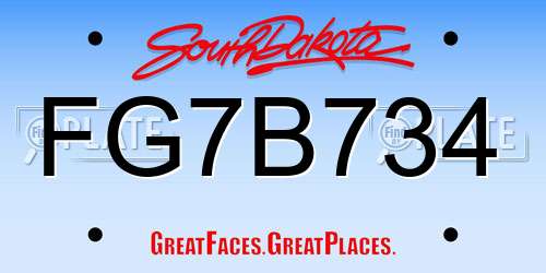 FG7B734 South Dakota License Plate