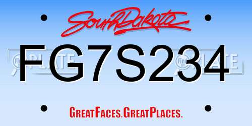 FG7S234 South Dakota License Plate