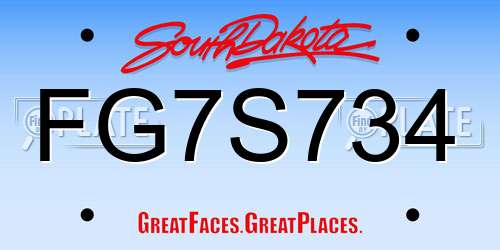 FG7S734 South Dakota License Plate